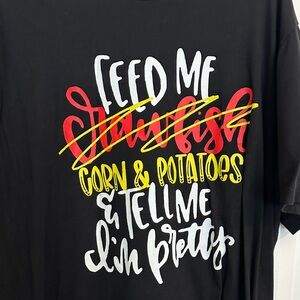 Gildan Black Tee with Red and Yellow Print